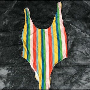 Zara Scoop Neck Striped One Piece